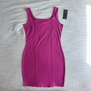 Wild Fable Women’s Dress Bodycon Pink Sleeveless Seamed Square Neck